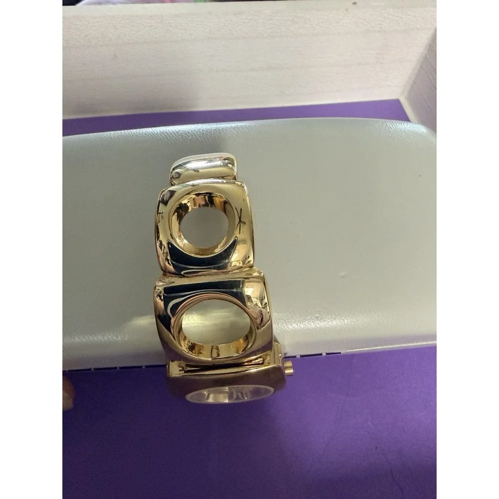 Vivani Watch Women Gold Tone Hinged Bangle Cuff Band New Battery
